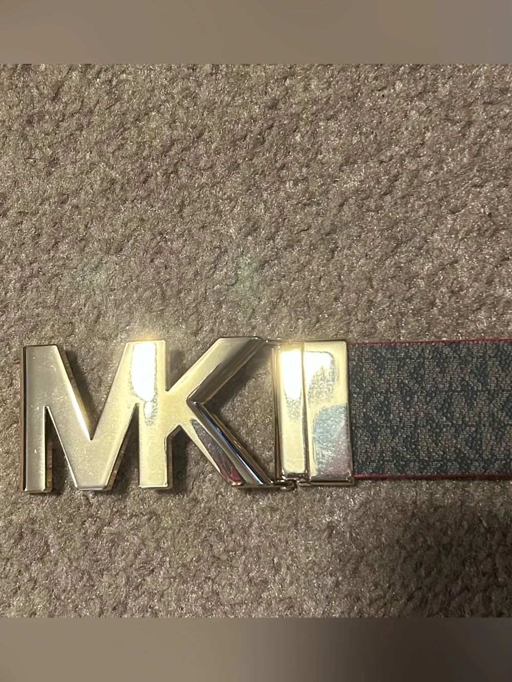 Michael Kors Reversible Red and Black Logo Buckle Belt